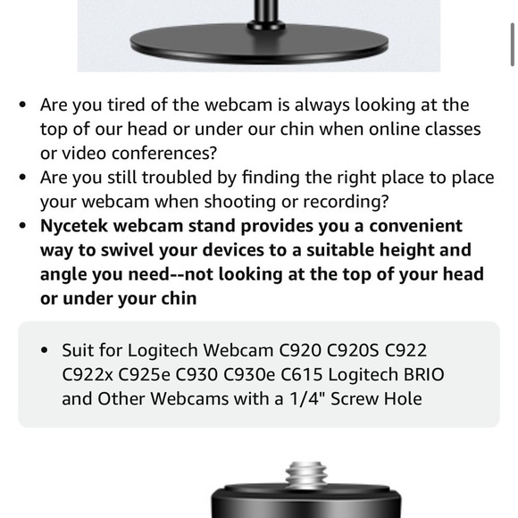 Webcam Tripod Stand for Desk:Logitech Brio | C920 | C922 Height/Angle Adjustable - Picture 10 of 10
